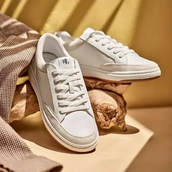 LAUREN RALPH HAILEY LEATHER & SUEDE SNEAKERS 8 - Picture 2 of 8